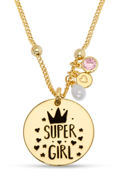 Shop Lily Nily Kids' Super Girl Pendant Necklace In Gold