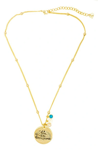 Shop Lily Nily Kids' Born To Be Awesome Pendant Necklace In Gold