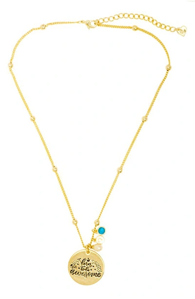 Lily Nily Kids' Born To Be Awesome Pendant Necklace In Gold