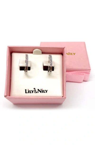 Lily Nily Kids' Pavé Cubic Zirconia Hoop Earrings In White