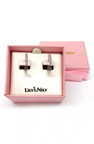 Lily Nily Kids' Pavé Cubic Zirconia Hoop Earrings In Pink
