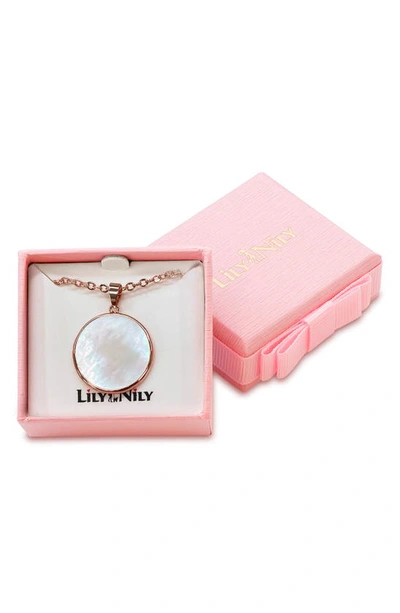 Shop Lily Nily Kids' Mother-of-pearl Pendant Necklace In Rose Gold