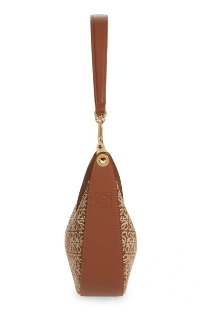 Shop Loewe Small Luna Anagram Jacquard Shoulder Bag In Tan/ Pecan 2713