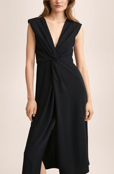 Shop Mango Knot Detail Dress In Black