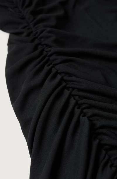 Shop Mango Ruched Body-con Dress In Black