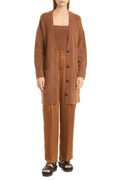 Shop Vince Tailored Wide Leg Trousers In Tobacco