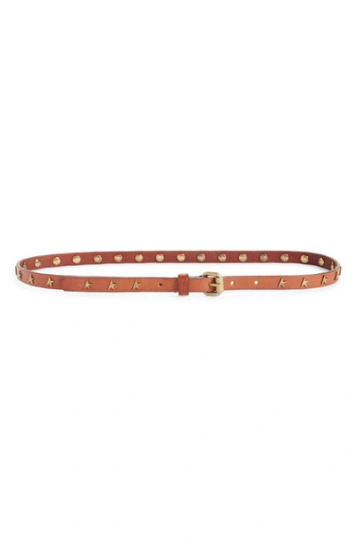 Shop Golden Goose Molly Star Stud Leather Belt In Cuoio