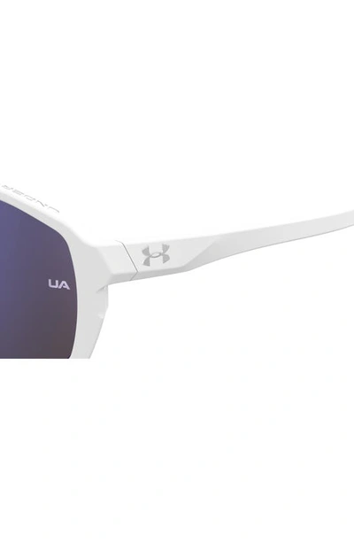 Shop Under Armour Game Day 99mm Shield Sport Sunglasses In White Blue / Blue ml Ol