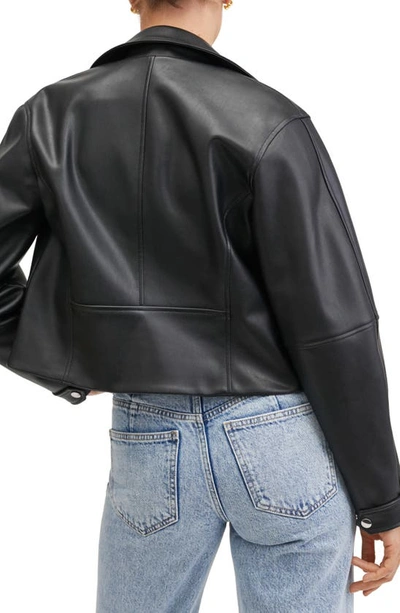 Shop Mango Faux Leather Moto Jacket In Black