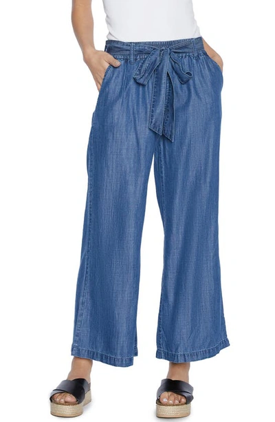 Wash Lab Denim Soft Denim Wide Leg Crop Pants In Eli Blue | ModeSens
