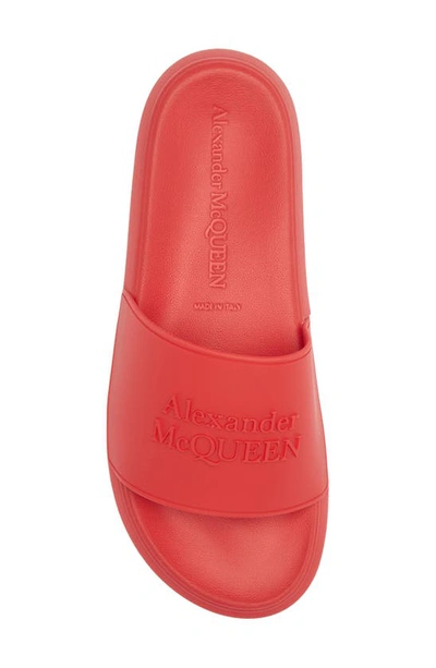 Shop Alexander Mcqueen Hybrid Logo Slide Sandal In Welsh Red