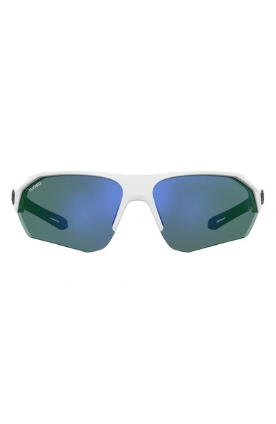 Shop Under Armour 72mm Polarized Sport Sunglasses In White Black / Green