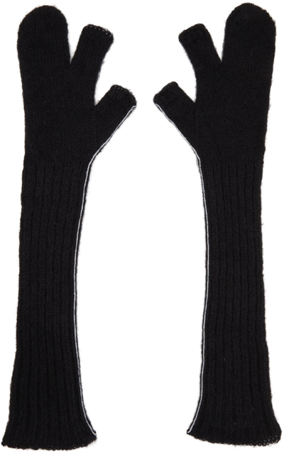 Shop Mm6 Maison Margiela Black Alpaca Wool Gloves In 900 Black