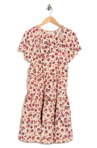 Shop Beachlunchlounge Camila Floral Flutter Sleeve Dress In Coquelicots
