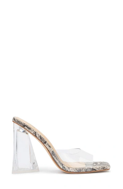 New York And Company Heather Snake Embossed Lucite Heel Sandal In Nude