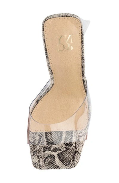 New York And Company Heather Snake Embossed Lucite Heel Sandal In Nude