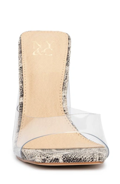 New York And Company Heather Snake Embossed Lucite Heel Sandal In Nude