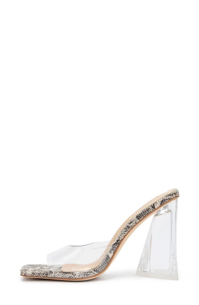 New York And Company Heather Snake Embossed Lucite Heel Sandal In Nude