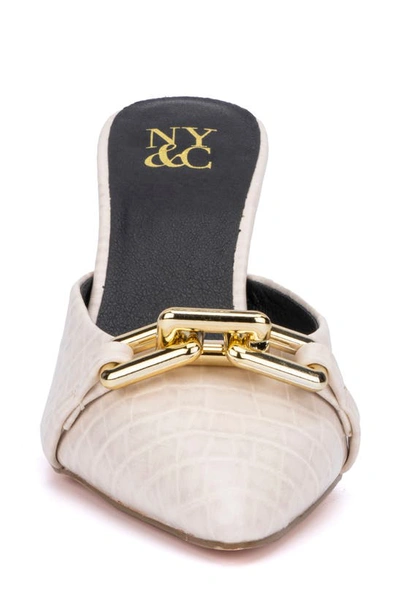 New York And Company Kyra Kitten Heel Mule In Bone