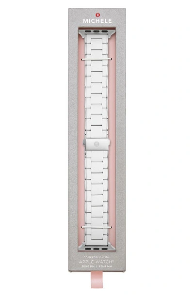 Michele Silicone 20mm Apple Watch® Watchband In Silver/white