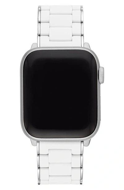 Michele Silicone 20mm Apple Watch® Watchband In Silver/white