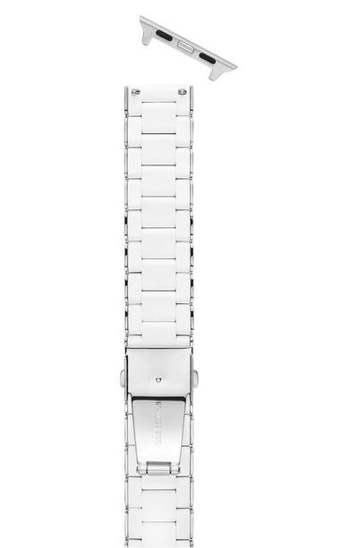 Michele Silicone 20mm Apple Watch® Watchband In Silver/white