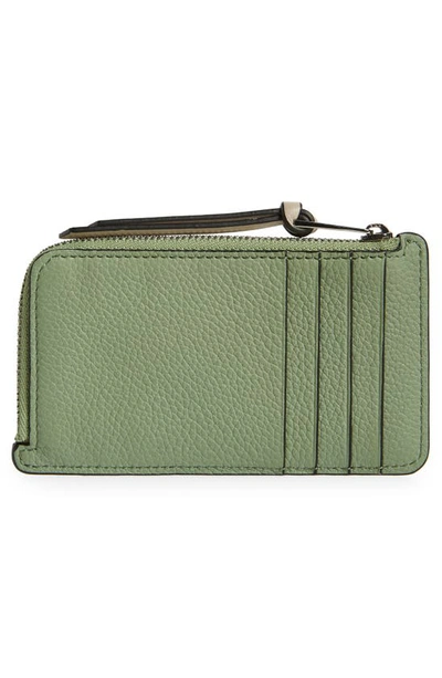 Shop Loewe Leather Card & Coin Case In Rosemary/ Tan 6465