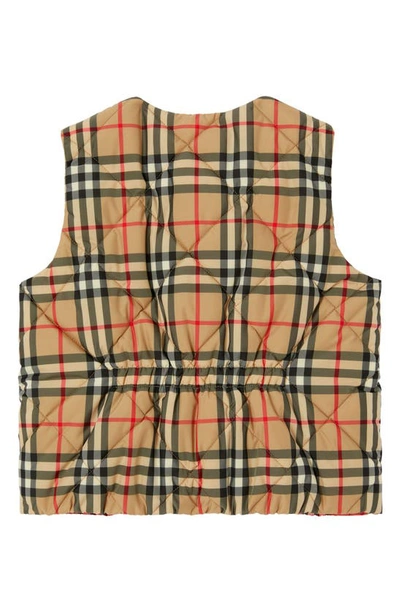 Shop Burberry Kids' Abigail Quilted Check Vest In Archive Beige Ip Chk