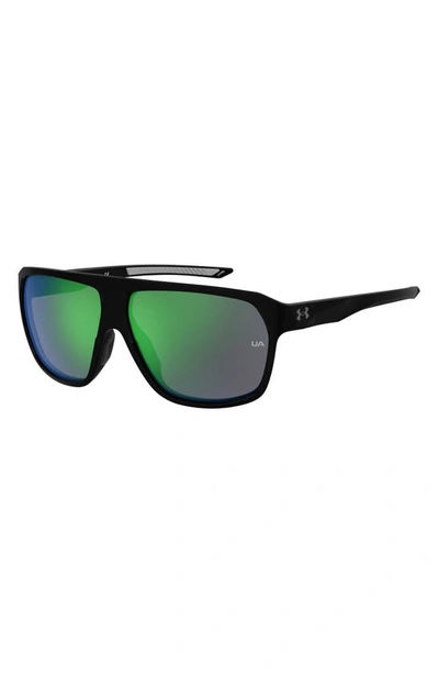 Shop Under Armour Dominate 62mm Oversize Rectangular Sunglasses In Black / Green