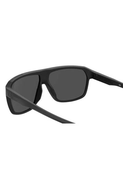 Shop Under Armour Dominate 62mm Oversize Rectangular Sunglasses In Matte Black / Grey Oleophobic