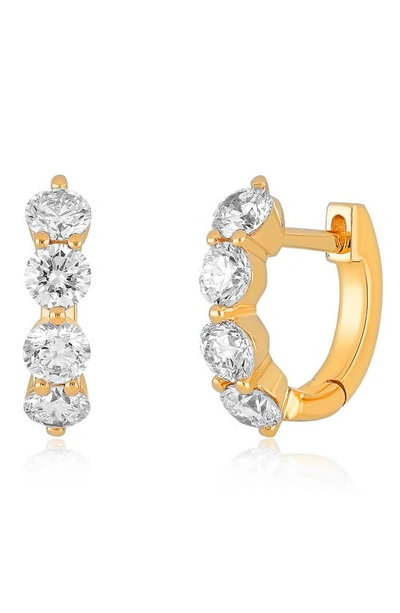 Shop Ef Collection Jumbo Diamond Mini Huggie Hoop Earrings In 14k Yellow Gold