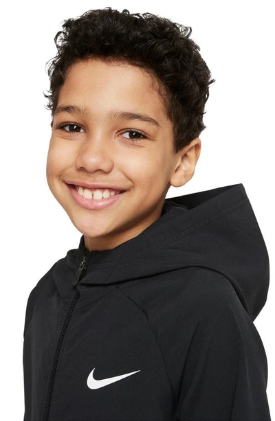 Shop Nike Kids' Dri-fit Woven Training Jacket In Black/ Black/ Black/ White