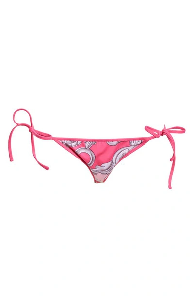 Shop Versace Baroque Print Bikini Bottoms In Fuchsia English Rose