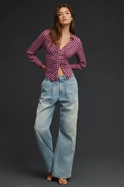 Shop Denimist Blair High-rise Double-pleated Jeans In Blue