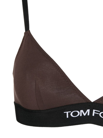 Shop Tom Ford Logo-underband Bra In Brown