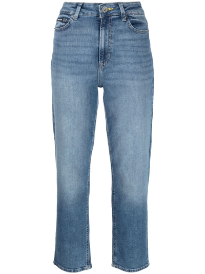 Shop Dkny Straight-leg Faded Jeans In Blue