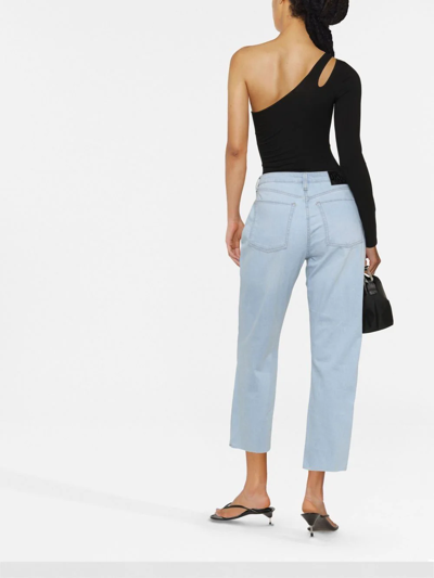 Shop Dkny Broome Cropped Denim Jeans In Blue