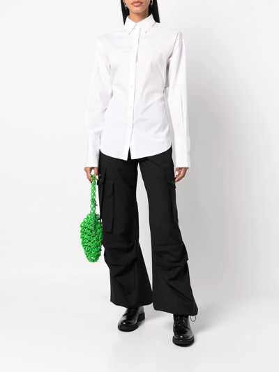 Monse Belted Back Stretch Cotton Button-up Shirt In White