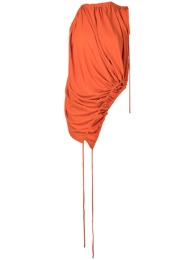 Shop Monse Drawstring Cold Shoulder Top In Orange
