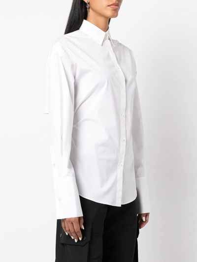 Monse Belted Back Stretch Cotton Button-up Shirt In White