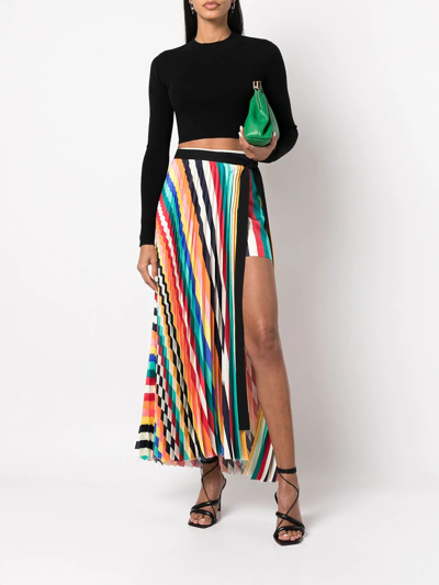 Shop Monse Stripe-print Pleated Skirt In Multicolour