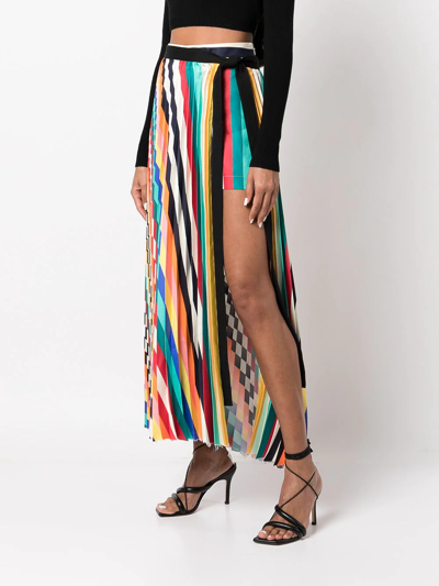 Shop Monse Stripe-print Pleated Skirt In Multicolour