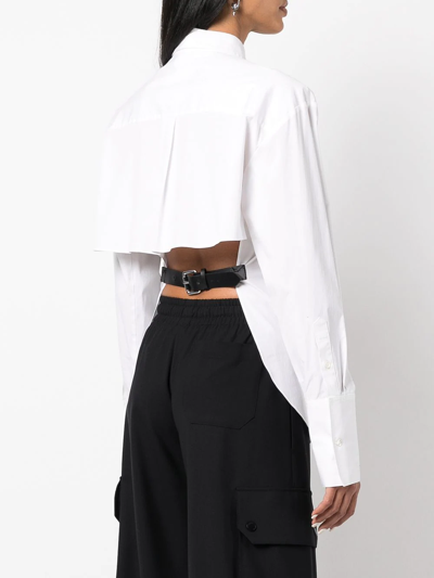 Monse Belted Back Stretch Cotton Button-up Shirt In White