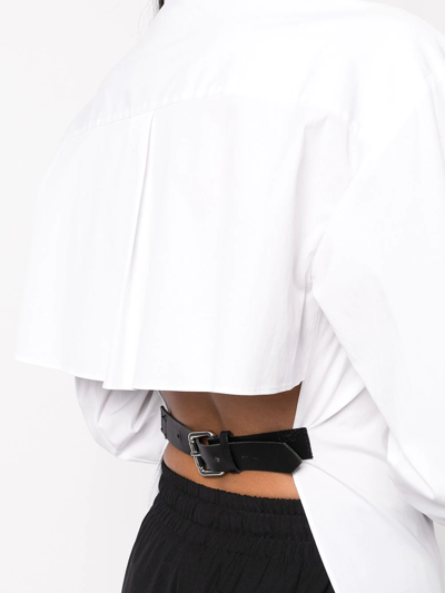 Monse Belted Back Stretch Cotton Button-up Shirt In White