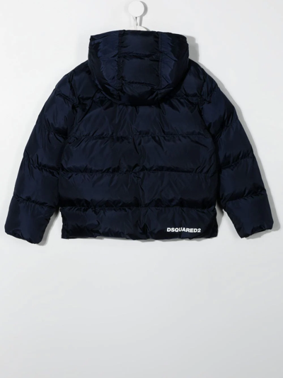 Dsquared2 Rear-logo Hooded Puffer Jacket In Blue