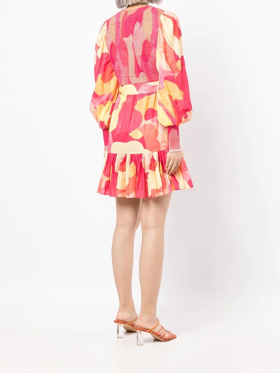 Shop Rebecca Vallance Toretta Kaftan Ruffle-trim Dress In Red