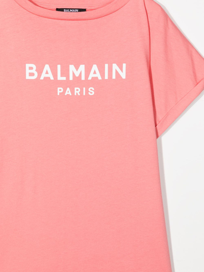 Balmain Logo-print Cotton T-shirt In Pink