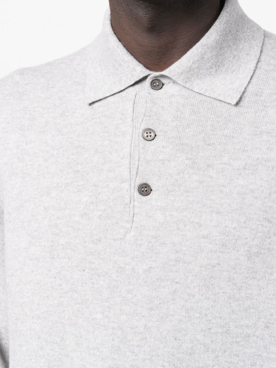 Brunello Cucinelli Solid Color Cashmere Sweater With Polo Neck In Gray