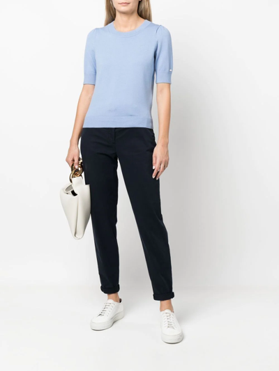 Shop Tommy Hilfiger Belted High-waist Trousers In Blue