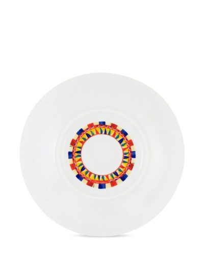 Dolce & Gabbana Carretto-print Porcelain Soup Plates (set Of 2) In Orange